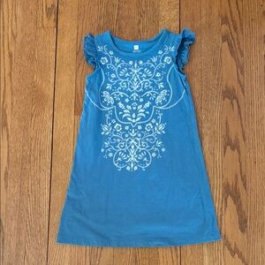 Tea Collection Teal Dress with White Floral Pattern